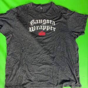 Gangsta‎ Wrapper Christmas T-Shirt Mens 3XL Gray Holiday Time Graphic Tee Funny